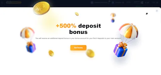 +500% deposit bonus 1win India